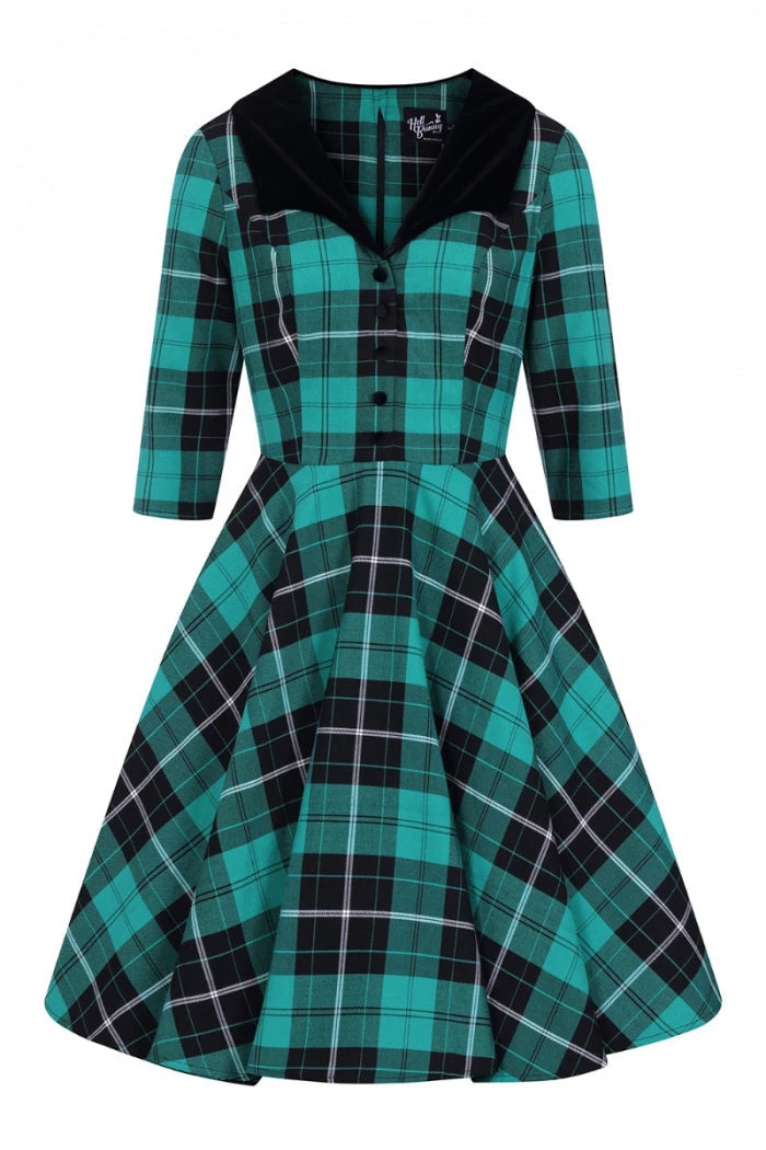 New Arrivals And Restocks Hell Bunny Beryl Mid Dress 3/4 Sleeves Black And Green Tartan 11 New Arrivals And Restocks Hell Bunny Beryl Mid Dress 3/4 Sleeves Black And Green Tartan