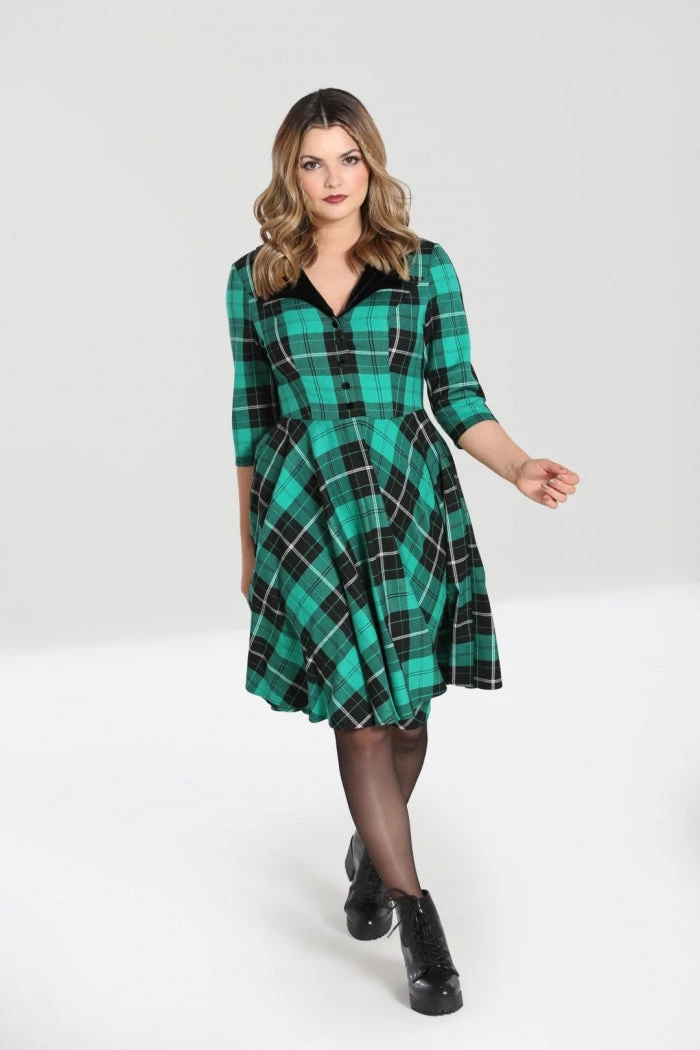 New Arrivals And Restocks Hell Bunny Beryl Mid Dress 3/4 Sleeves Black And Green Tartan 9 New Arrivals And Restocks Hell Bunny Beryl Mid Dress 3/4 Sleeves Black And Green Tartan