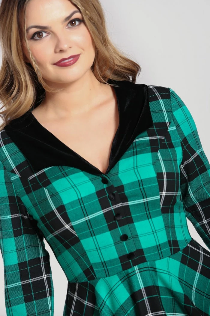 New Arrivals And Restocks Hell Bunny Beryl Mid Dress 3/4 Sleeves Black And Green Tartan 6 New Arrivals And Restocks Hell Bunny Beryl Mid Dress 3/4 Sleeves Black And Green Tartan