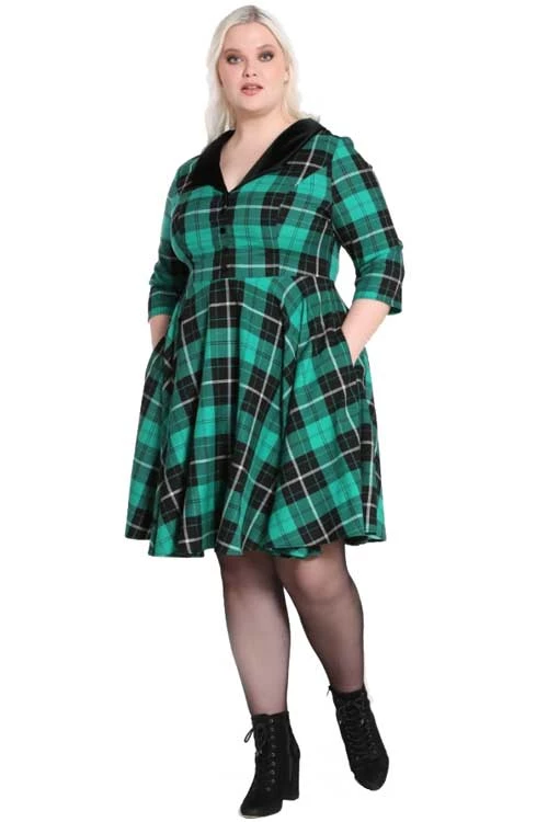 New Arrivals And Restocks Hell Bunny Beryl Mid Dress 3/4 Sleeves Black And Green Tartan 1 New Arrivals And Restocks Hell Bunny Beryl Mid Dress 3/4 Sleeves Black And Green Tartan