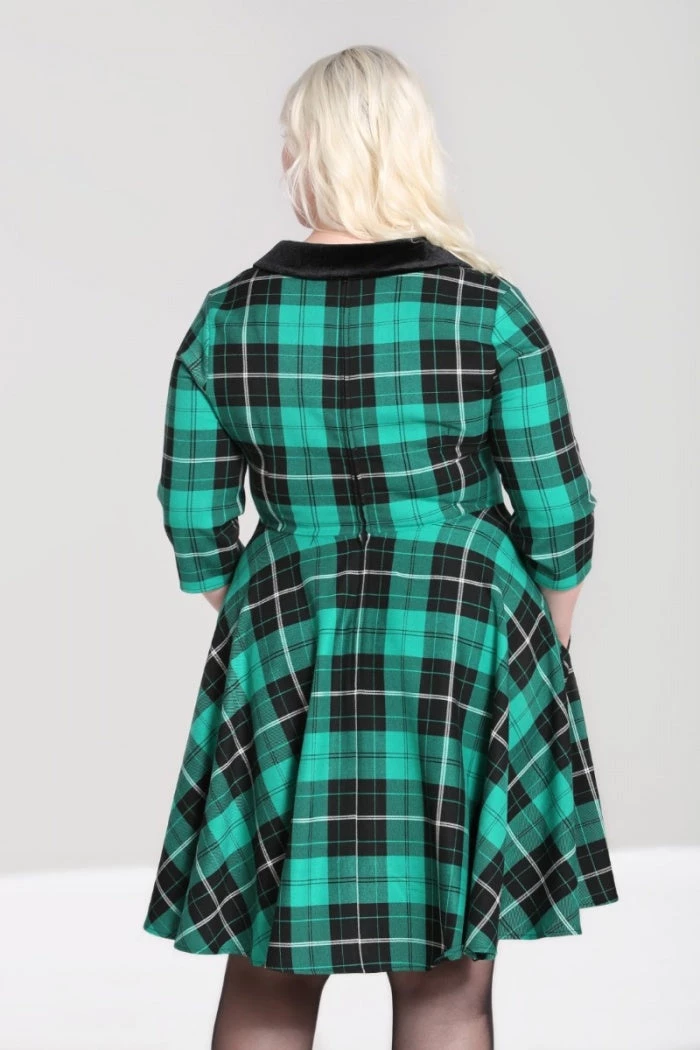 New Arrivals And Restocks Hell Bunny Beryl Mid Dress 3/4 Sleeves Black And Green Tartan 3 New Arrivals And Restocks Hell Bunny Beryl Mid Dress 3/4 Sleeves Black And Green Tartan