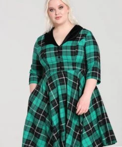 New Arrivals And Restocks Hell Bunny Beryl Mid Dress 3/4 Sleeves Black And Green Tartan 16 New Arrivals And Restocks Hell Bunny Beryl Mid Dress 3/4 Sleeves Black And Green Tartan