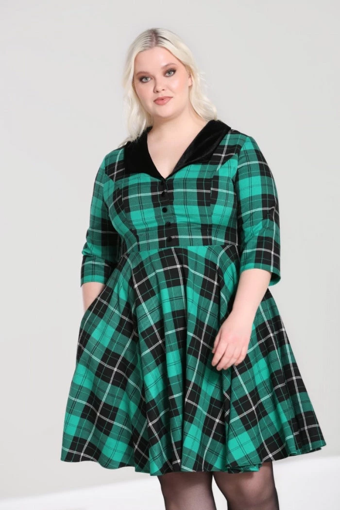New Arrivals And Restocks Hell Bunny Beryl Mid Dress 3/4 Sleeves Black And Green Tartan 4 New Arrivals And Restocks Hell Bunny Beryl Mid Dress 3/4 Sleeves Black And Green Tartan