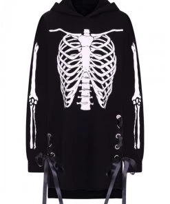 Hell Bunny Skeleton Oversized Hoodie Dress Loungewear Collection