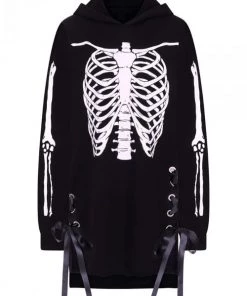 Hell Bunny Skeleton Oversized Hoodie Dress Loungewear Collection