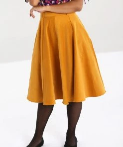 Clothing Hell Bunny Jefferson Skirt In Mustard