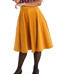 Clothing Hell Bunny Jefferson Skirt In Mustard