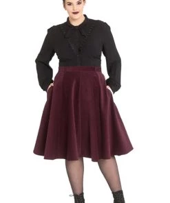 Hell Bunny Jefferson Skirt In Wine Clothing