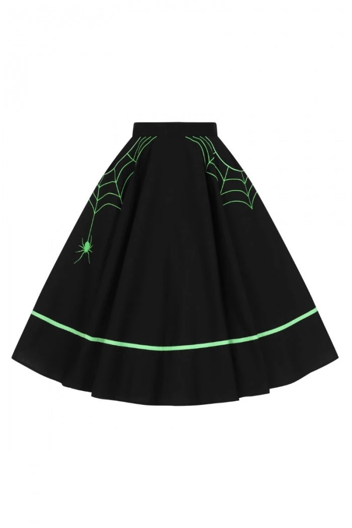 Hell Bunny Miss Muffet 50's Skirt In Black With Green Trims 5 Hell Bunny Miss Muffet 50's Skirt In Black With Green Trims