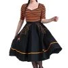 Clothing Hell Bunny Miss Muffet 50's Skirt In Black With Orange Trims