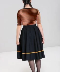 Clothing Hell Bunny Miss Muffet 50's Skirt In Black With Orange Trims 20 Clothing Hell Bunny Miss Muffet 50's Skirt In Black With Orange Trims