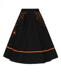 Clothing Hell Bunny Miss Muffet 50's Skirt In Black With Orange Trims 22 Clothing Hell Bunny Miss Muffet 50's Skirt In Black With Orange Trims
