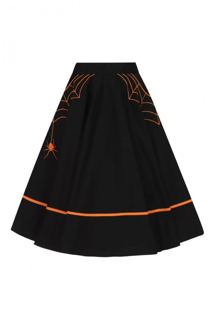 Clothing Hell Bunny Miss Muffet 50's Skirt In Black With Orange Trims 10 Clothing Hell Bunny Miss Muffet 50's Skirt In Black With Orange Trims
