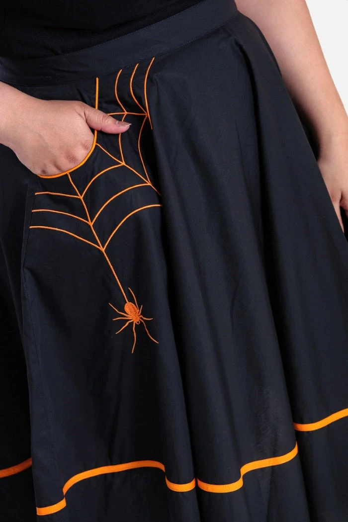 Clothing Hell Bunny Miss Muffet 50's Skirt In Black With Orange Trims 2 Clothing Hell Bunny Miss Muffet 50's Skirt In Black With Orange Trims
