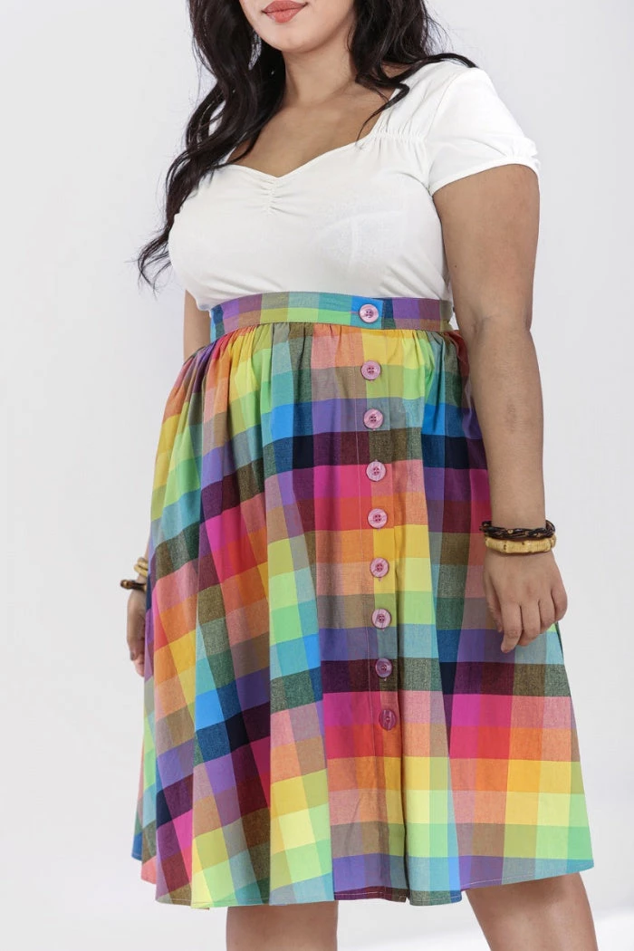 Hell Bunny Lucia 50's Skirt Rainbow Check Tartan New Arrivals And Restocks 6 Hell Bunny Lucia 50's Skirt Rainbow Check Tartan New Arrivals And Restocks