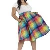 Hell Bunny Lucia 50's Skirt Rainbow Check Tartan New Arrivals And Restocks