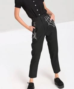 Hell Bunny Miss Muffet Trousers With Spider Embroidery And Details