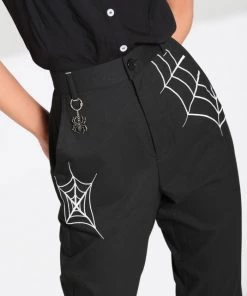 Hell Bunny Miss Muffet Trousers With Spider Embroidery And Details 14 Hell Bunny Miss Muffet Trousers With Spider Embroidery And Details