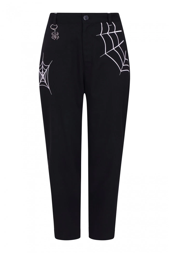 Hell Bunny Miss Muffet Trousers With Spider Embroidery And Details 6 Hell Bunny Miss Muffet Trousers With Spider Embroidery And Details