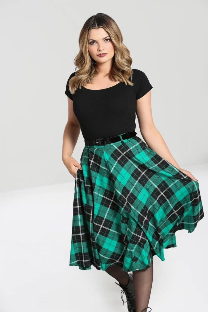 New Arrivals And Restocks Hell Bunny Beryl Skirt Black And Green Tartan With A Belt 5 New Arrivals And Restocks Hell Bunny Beryl Skirt Black And Green Tartan With A Belt