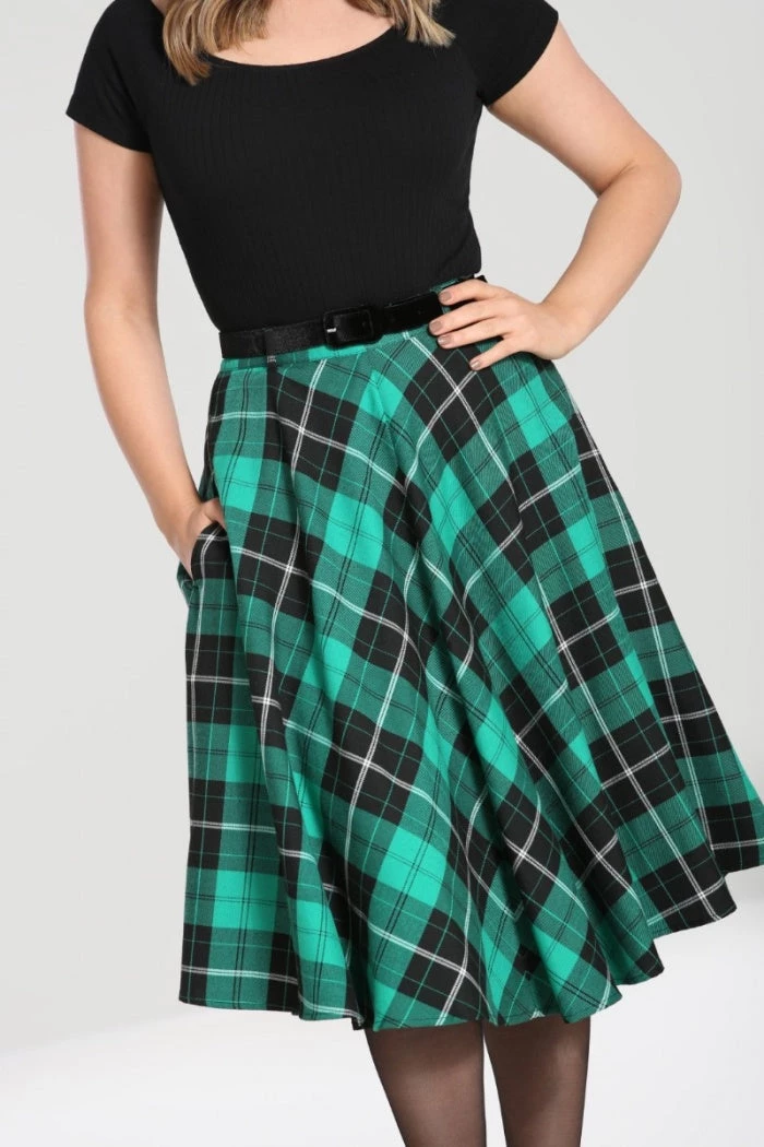 New Arrivals And Restocks Hell Bunny Beryl Skirt Black And Green Tartan With A Belt 7 New Arrivals And Restocks Hell Bunny Beryl Skirt Black And Green Tartan With A Belt