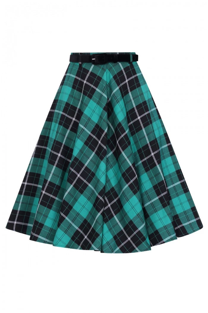 New Arrivals And Restocks Hell Bunny Beryl Skirt Black And Green Tartan With A Belt 2 New Arrivals And Restocks Hell Bunny Beryl Skirt Black And Green Tartan With A Belt