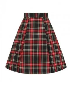 New Arrivals And Restocks Hell Bunny Smith Skater Mid Skirt Black And Red Tartan