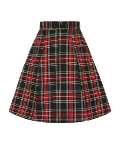 New Arrivals And Restocks Hell Bunny Smith Skater Mid Skirt Black And Red Tartan