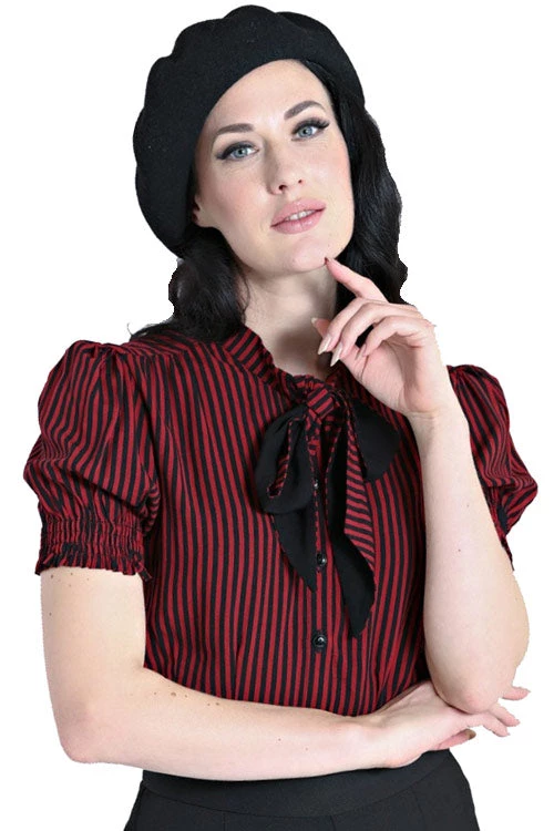 Clothing Hell Bunny Humbug Blouse In Black And Red 1 Clothing Hell Bunny Humbug Blouse In Black And Red