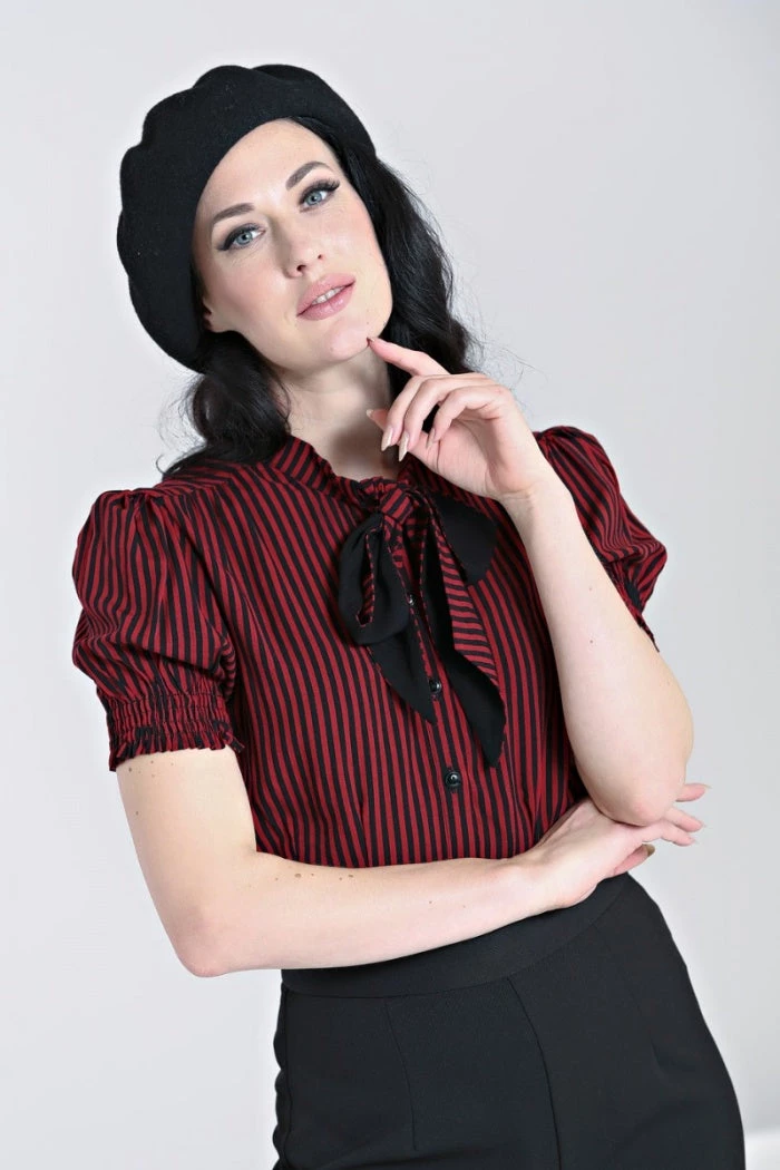 Clothing Hell Bunny Humbug Blouse In Black And Red 3 Clothing Hell Bunny Humbug Blouse In Black And Red