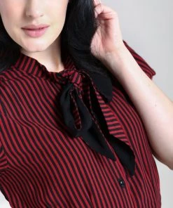 Clothing Hell Bunny Humbug Blouse In Black And Red