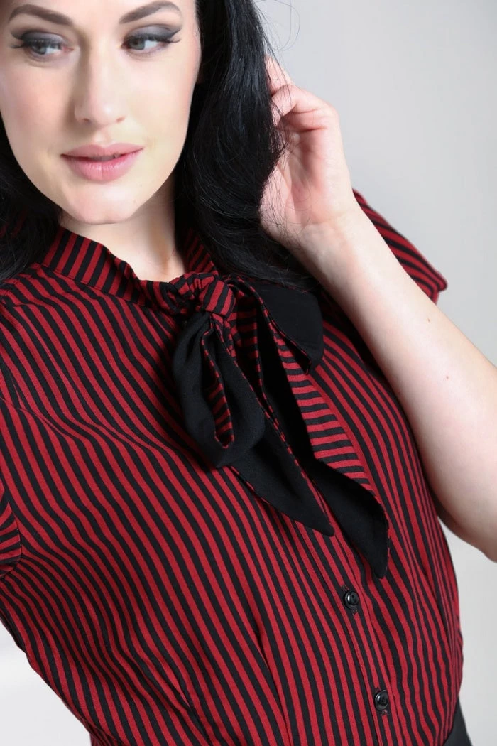 Clothing Hell Bunny Humbug Blouse In Black And Red 2 Clothing Hell Bunny Humbug Blouse In Black And Red