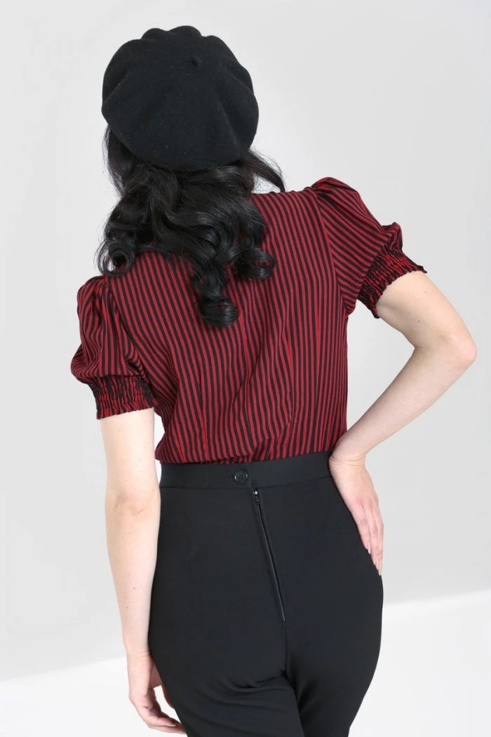 Clothing Hell Bunny Humbug Blouse In Black And Red 4 Clothing Hell Bunny Humbug Blouse In Black And Red