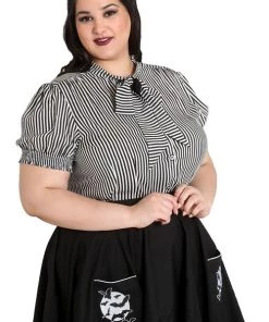 Hell Bunny Humbug Blouse In Black And White Clothing