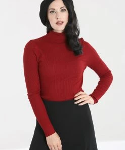 Hell Bunny Spiros Top In Burgundy New Arrivals And Restocks