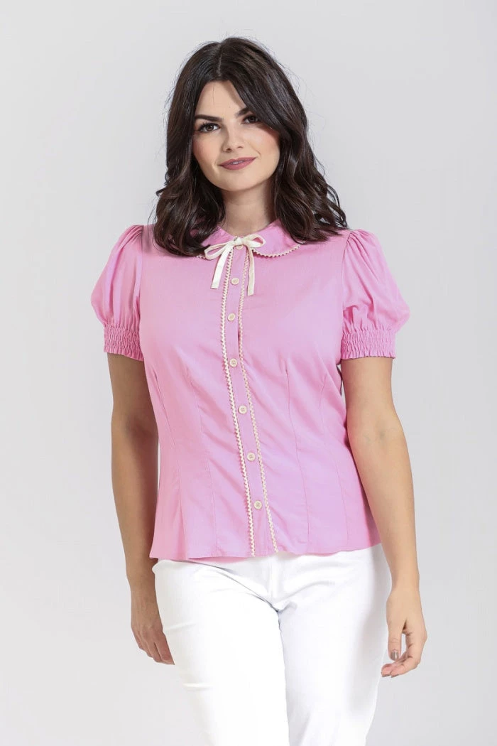 Hell Bunny Calliste Blouse In Pink 2 Hell Bunny Calliste Blouse In Pink