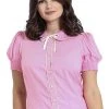 Hell Bunny Calliste Blouse In Pink