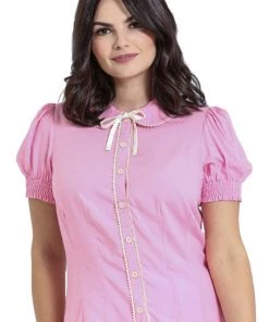 Hell Bunny Calliste Blouse In Pink