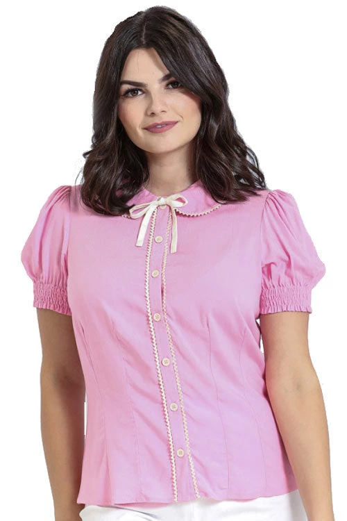 Hell Bunny Calliste Blouse In Pink 1 Hell Bunny Calliste Blouse In Pink