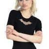 Hell Bunny Bat Top In Black