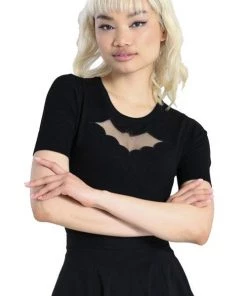 Hell Bunny Bat Top In Black