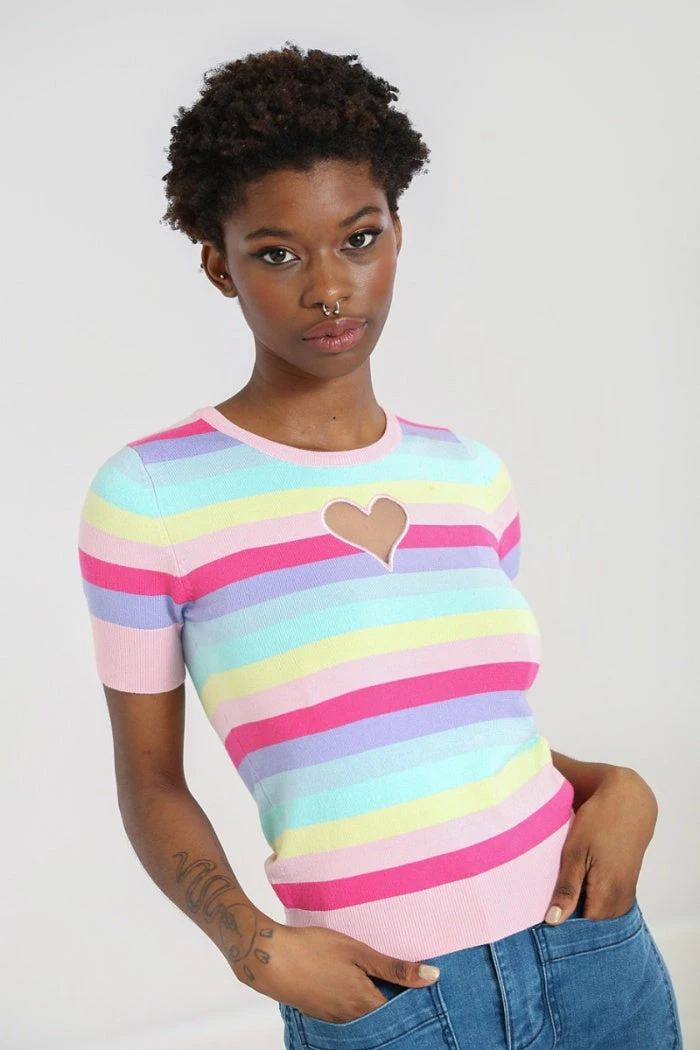 Winter Hell Bunny Love Heart Top In Rainbow Colours 4 Winter Hell Bunny Love Heart Top In Rainbow Colours