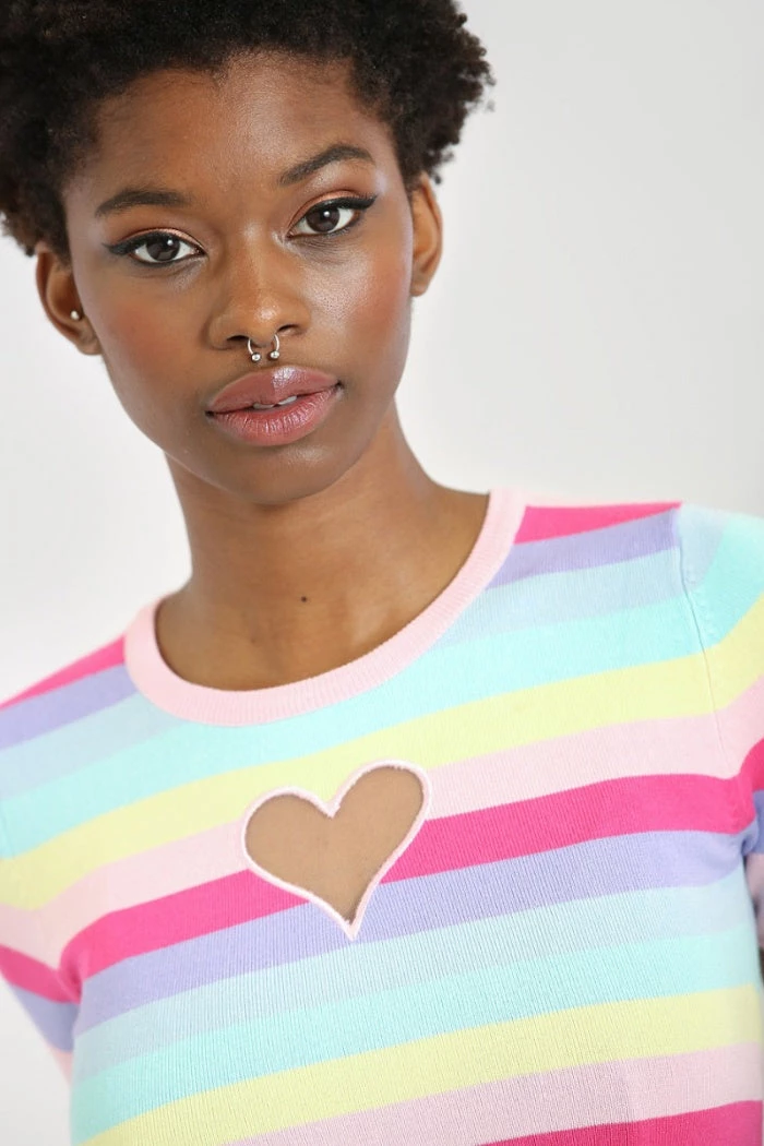 Winter Hell Bunny Love Heart Top In Rainbow Colours 2 Winter Hell Bunny Love Heart Top In Rainbow Colours