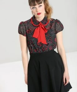 Hell Bunny Perry Blouse Fireworks And Hearts