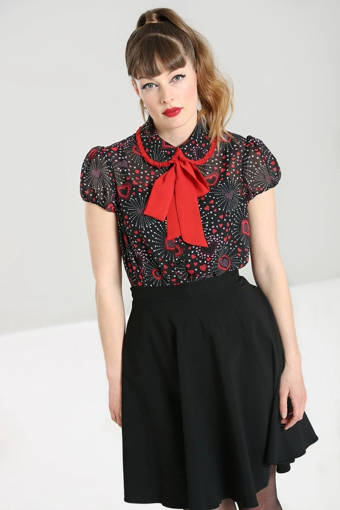 Hell Bunny Perry Blouse Fireworks And Hearts 2 Hell Bunny Perry Blouse Fireworks And Hearts