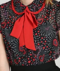 Hell Bunny Perry Blouse Fireworks And Hearts 14 Hell Bunny Perry Blouse Fireworks And Hearts