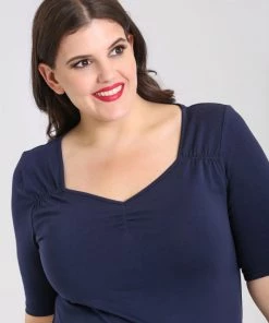 Hell Bunny Philippa Top In Navy