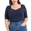Hell Bunny Philippa Top In Navy