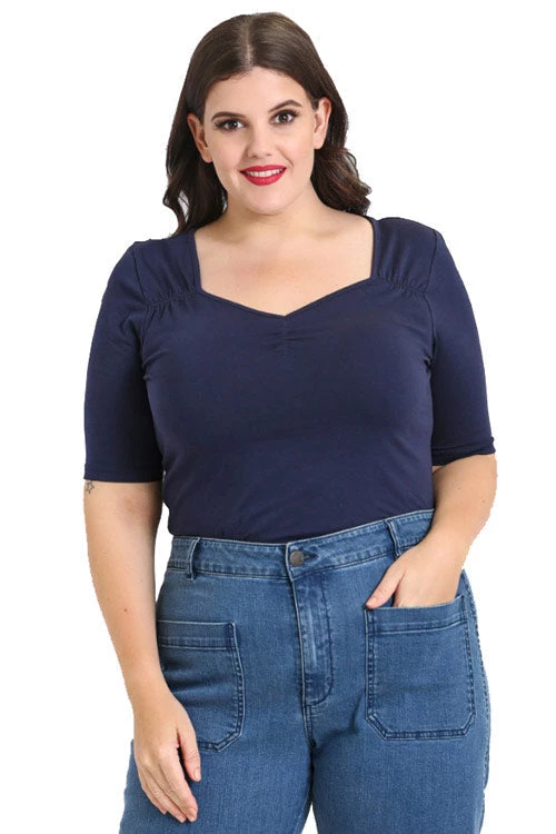 Hell Bunny Philippa Top In Navy 1 Hell Bunny Philippa Top In Navy