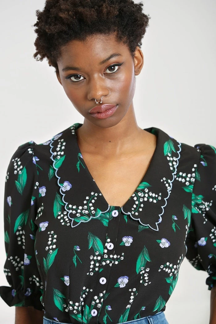 Hell Bunny Good Luck Blouse Black Floral With Statement Collar New Arrivals And Restocks 3 Hell Bunny Good Luck Blouse Black Floral With Statement Collar New Arrivals And Restocks